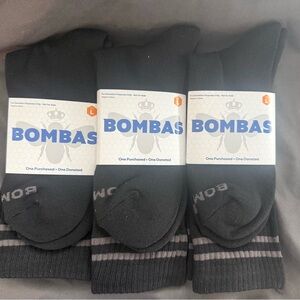 Three Bombas Black Women's Socks, Large